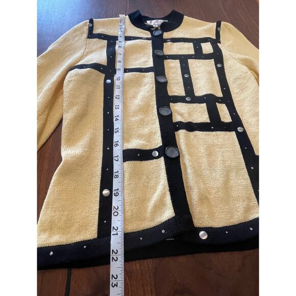 J.S.S knit ware jacket/ blazer sm yellow/ black wool blend button up timeless - Picture 6 of 8